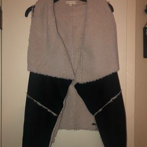 Faux wool and suede vest